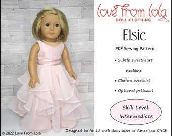 Molde para vestido de boneca Elsie de 18 polegadas - Love From Lola - PDF - Pixie Faire