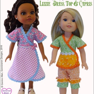 Lizzie Dress, Top & Capris 14-14.5 inch Doll Clothes Pattern Fits Dolls Such As WellieWishers™, H4H - Genniewren Designs - PDF - Pixie Faire