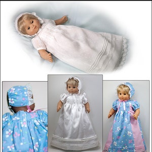 Christening Gown & Bonnet 15 Inch Doll Clothes Pattern Fits Baby Dolls such as Bitty Baby™ Baby Mine PDF Pixie Faire image 3