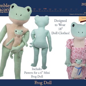 Kikkerpop 18" stoffen poppatroon - vingerhoedjes en eikels - pdf - Pixie Faire