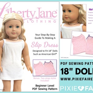 Mönster för dockkläder till underklänning, 18 tum, passar populära 18-tumsdockor - Liberty Jane - PDF - Pixie Faire