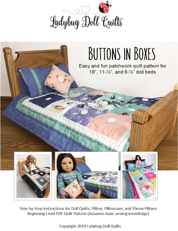 Pixie Faire Ladybug Doll Quilts Buttons In Boxes Doll Quilting Pattern For 18 Inch American Girl Dolls Pdf