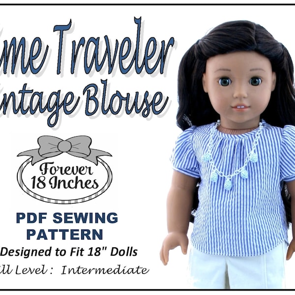 Time Traveler Vintage Blouse 18 inch Doll Clothes Pattern Fits Dolls such as American Girl® - Forever 18 Inches - PDF - Pixie Faire
