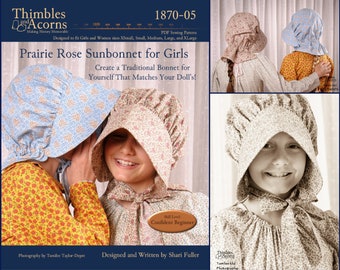 Prairie Rose Bonnet Pattern for Girls and Women - Thimbles and Acorns - PDF - Pixie Faire