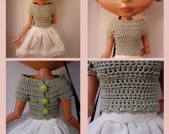 Dropped Shoulder Top 12 Inch Doll Clothes Crochet Pattern Fits 12 Blythe™  Dolls Pinku Jane PDF Pixie Faire 