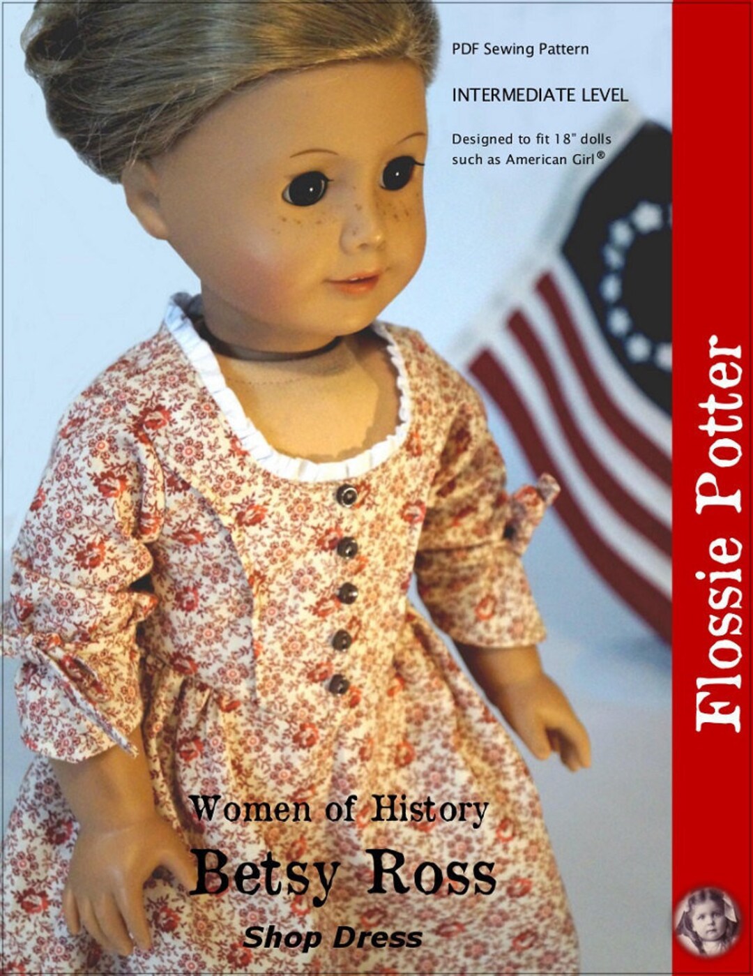 Betsy Ross Shop Dress 18 Inch Doll Clothes Pattern Fits Popular 18 ...