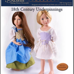 18th Century Underpinnings 16 inch Doll Clothes Pattern Fits A Girl For All Time® Dolls – Thimbles and Acorns - PDF - Pixie Faire