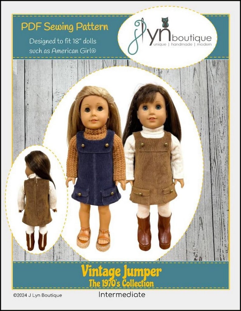 Vintage Jumper 18 Inch Doll Clothes Pattern Fits Popular 18" Dolls - J ...