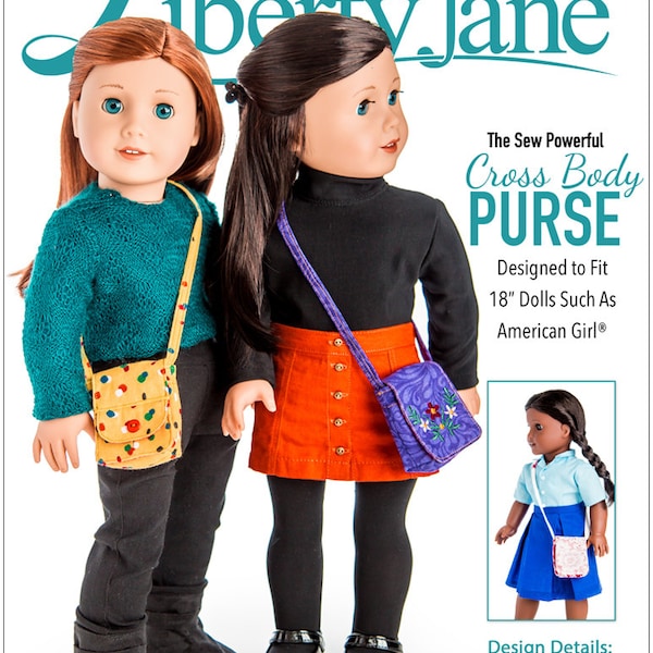 Sew Powerful Cross Body Purse 18 inch Doll Clothes Pattern Fits Dolls such as American Girl® - Liberty Jane - PDF - Pixie Faire