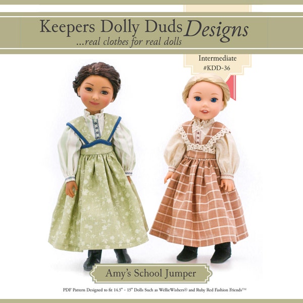 Amy's School Jumper 14.5-15 inch Doll Clothes Pattern Fits Dolls such as WellieWishers, RRFF - Keepers Dolly Duds - PDF - Pixie Faire