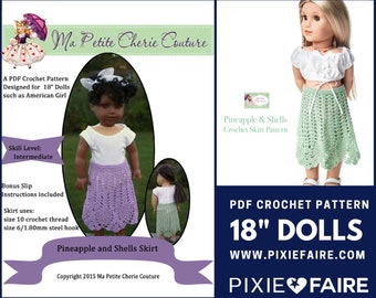 Pineapple and Shells Skirt 18 inch Doll Clothes Crochet Pattern - Ma Petite  Cherie Couture - PDF - Pixie Faire
