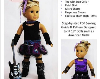 Punk Rock Princess 18 inch Doll Clothes Pattern Fits Popular 18" Dolls - Little Miss Muffett - PDF - Pixie Faire