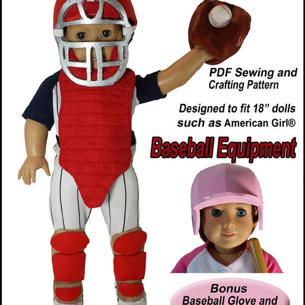 Baseball Equipment 18 inch Doll Clothes Pattern Designed to Fit Dolls such as American Girl® - Koski Kreations - PDF - Pixie Faire