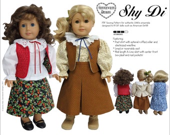 Shy Di 1980s Style Ensemble 18 inch Doll Clothes Pattern Fits Popular 18" Dolls - Genniewren Designs - PDF - Pixie Faire