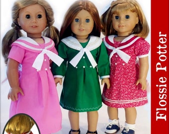 Bernadette's Dress 18 inch Doll Clothes Pattern Fits Popular 18" Dolls - Flossie Potter - PDF - Pixie Faire