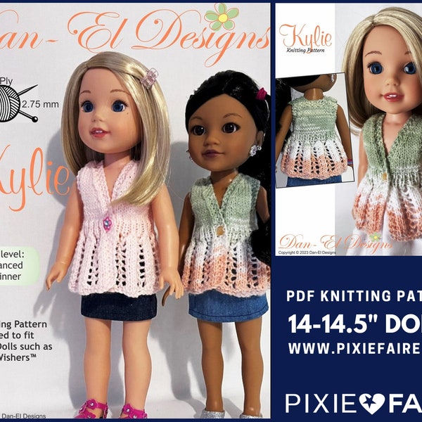 Kylie 14.5 inch Doll Clothes Knitting Pattern Fits Dolls such as WellieWishers™, H4H - Dan-El Designs - PDF - Pixie Faire