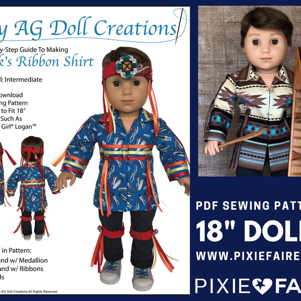 Nick's Ribbon Shirt 18 inch Doll Clothes Pattern Fits Boy Dolls Such as American Girl® - My AG Doll Creations - PDF - Pixie Faire