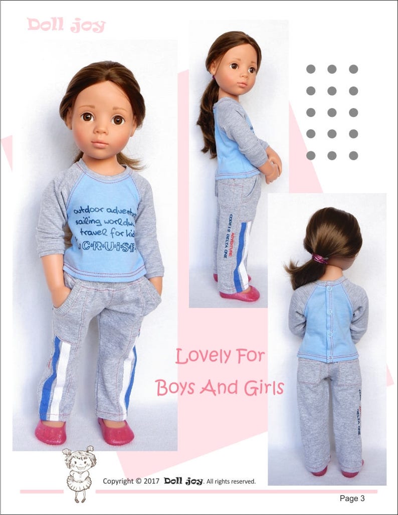 Active Pants 19 inch Doll Clothes Pattern Fits Dolls Such as Gotz® Hannah or Happy Kidz Doll Joy PDF Pixie Faire image 3