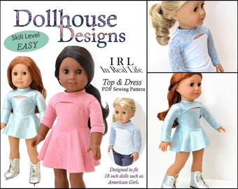 IRL Dress and Top 18 inch Doll Clothes Pattern Fits Dolls such as American Girl® - Dollhouse Designs - PDF - Pixie Faire