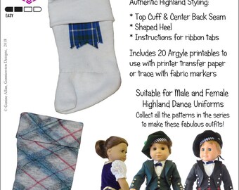 Highland Socks 18 inch Doll Clothes Pattern Fits Popular 18" Dolls - Genniewren Designs - PDF - Pixie Faire