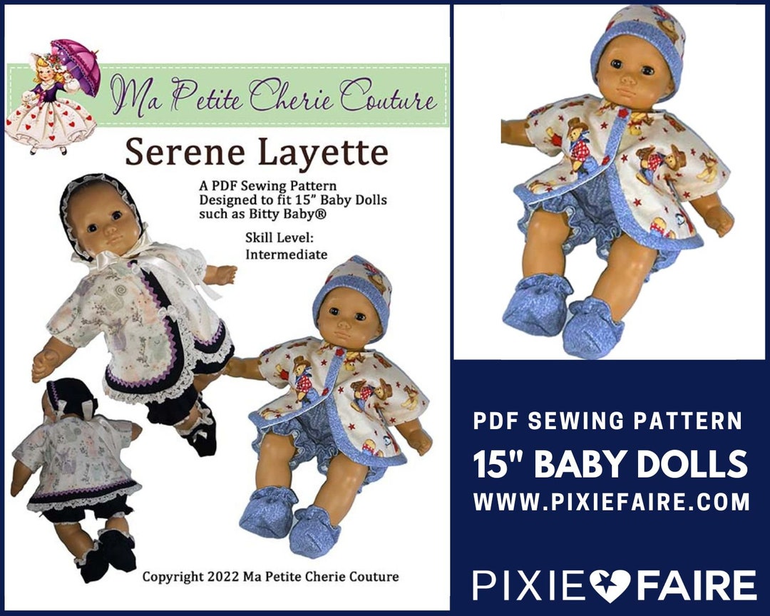 Serene Layette 15 Inch Doll Clothes Pattern Fits Baby Dolls Such