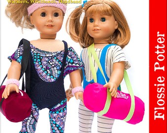 1980s Workout Wardrobe Sports Bag BUNDLE 18 inch Doll Clothes Pattern Fits Popular 18" Dolls - Flossie Potter - PDF - Pixie Faire