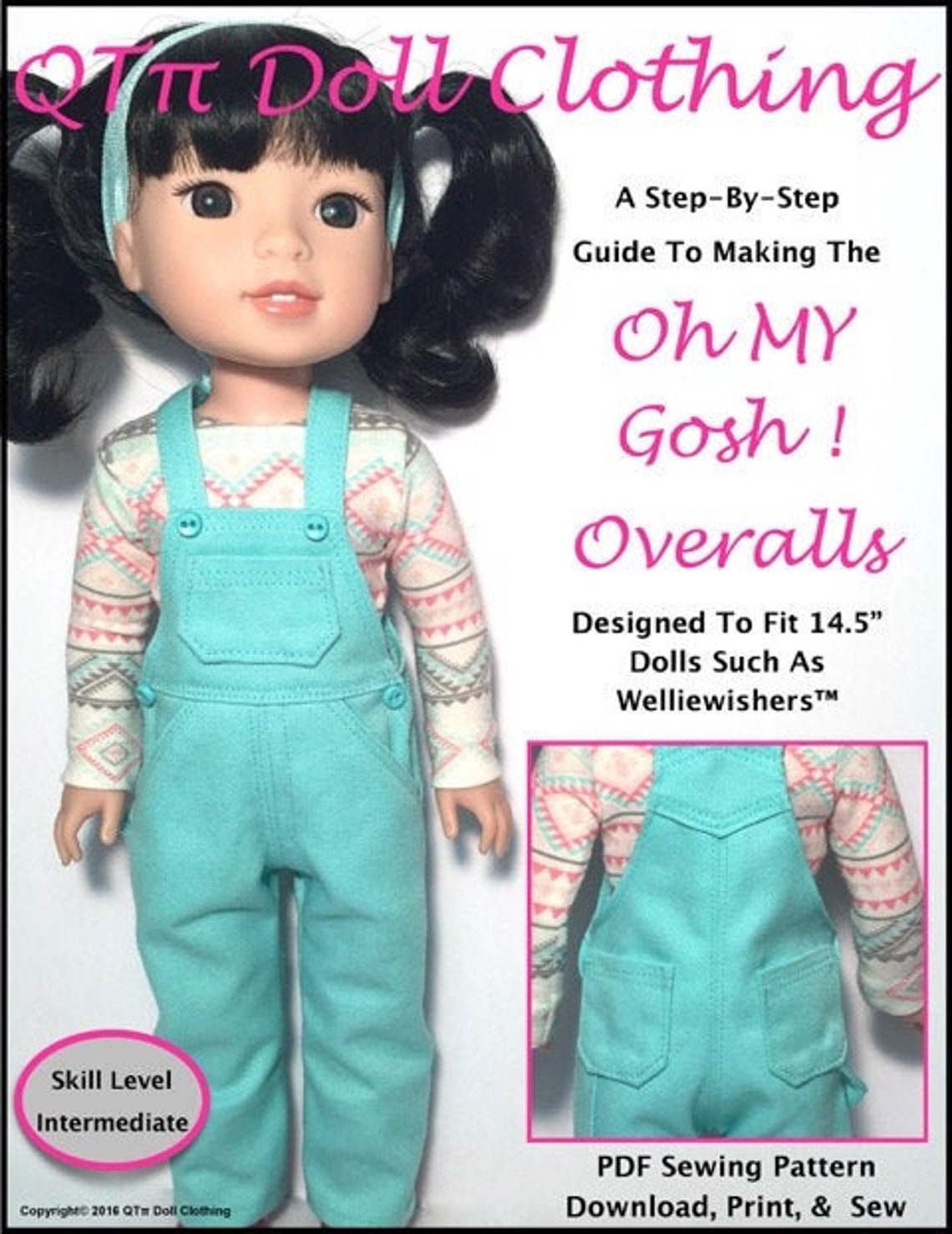 Oh My Gosh Overalls 14.5 Inch Doll Clothes Pattern Fits Dolls Etsy