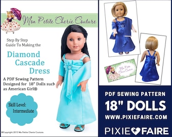 Diamond Cascade Dress 18 inch Doll Clothes Pattern Fits Popular 18" Dolls - Ma Petite Cherie Couture - PDF - Pixie Faire