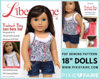 Roebuck Bay Lace Back Top 18 inch Doll Clothes Pattern Fits Dolls such as American Girl® - Liberty Jane - PDF - Pixie Faire