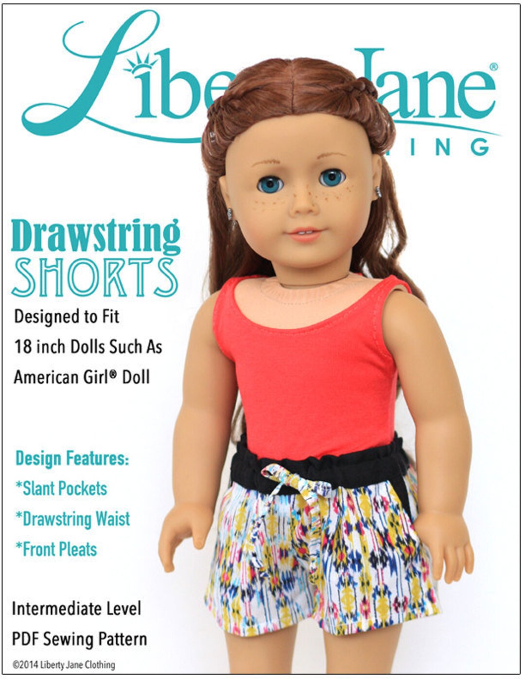 Drawstring Shorts 18 Inch Doll Clothes Pattern Designed to Fit Dolls