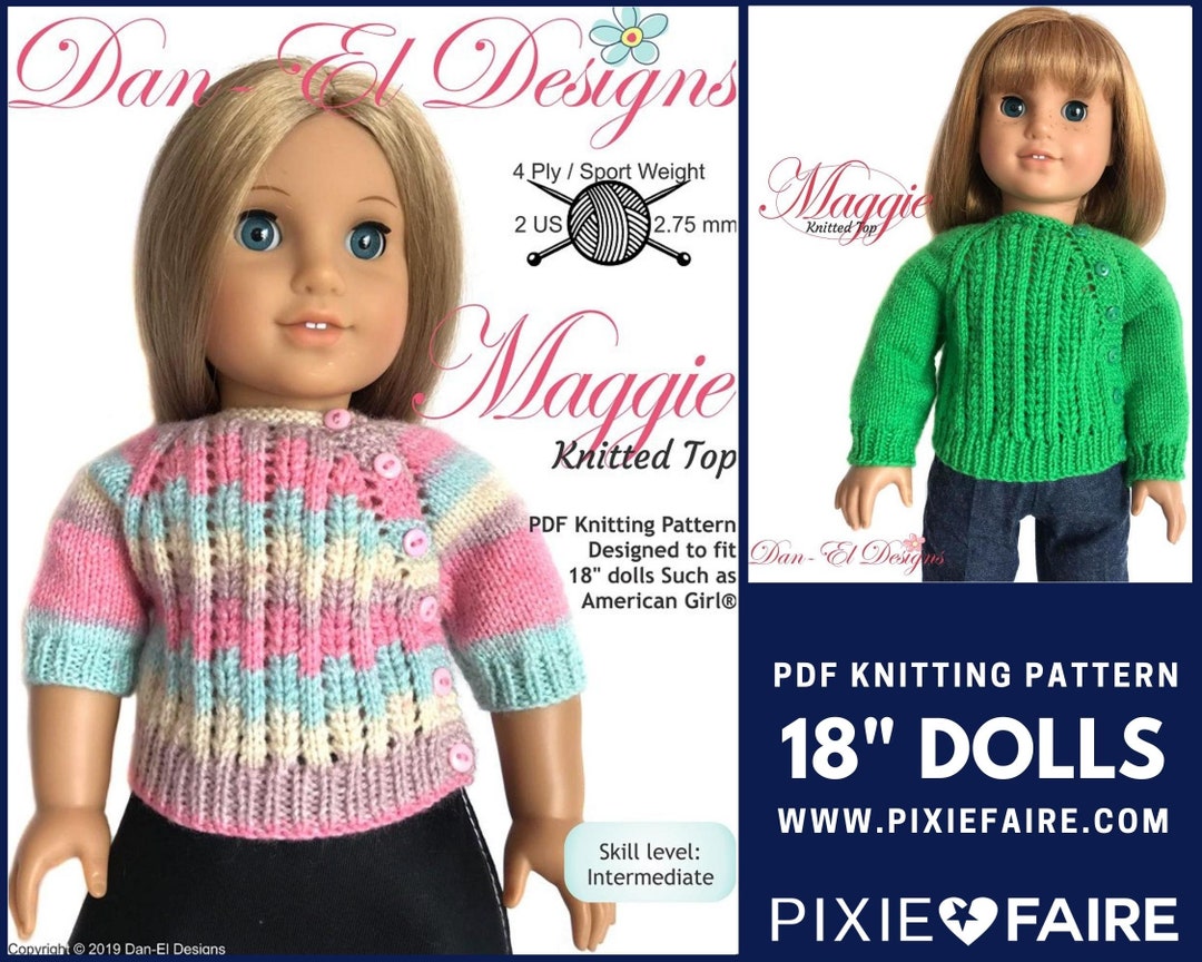 Maggie Knitted Top 18 Inch Doll Clothes Knitting Pattern Fits - Etsy