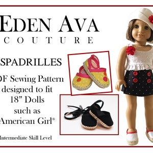 Espadrilles Shoes 18 inch Doll Clothes Shoe Pattern Fits Popular 18&quot; Dolls - Eden Ava Couture - PDF - Pixie Faire