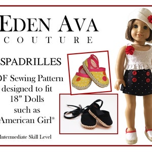 Espadrilles Shoes 18 inch Doll Clothes Shoe Pattern Fits Dolls such as American Girl® - Eden Ava Couture - PDF - Pixie Faire