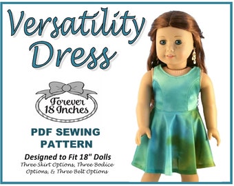 The Versatility Dress 18 inch Doll Clothes Pattern Fits Dolls such as American Girl® - Forever 18 Inches - PDF - Pixie Faire