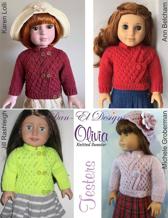 Olivia Knitted Sweater 18 Inch Doll Clothes Knitting Pattern Fits