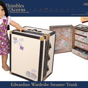 Edwardian Wardrobe Steamer Trunk Pattern for 18 inch Dolls - Thimbles and Acorns - PDF - Pixie Faire