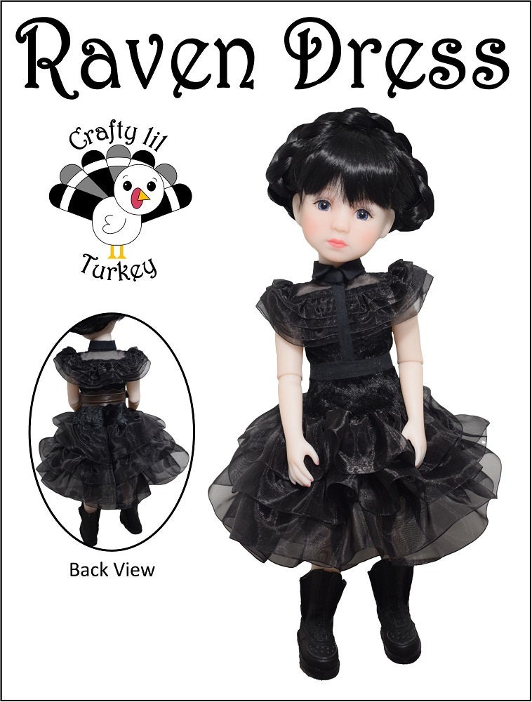 Raven Dress 14.5-15 Inch Doll Clothes Pattern Instant
