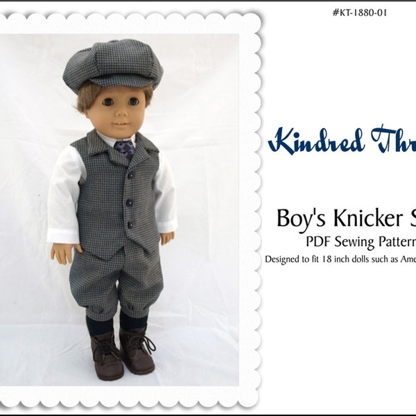 Boy's Knicker Suit 18 inch Doll Clothes Pattern Designed to Fit Dolls such as American Girl® - Kindred Thread - PDF - Pixie Faire