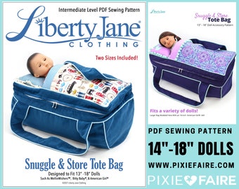 Snuggle & Store Sac fourre-tout 14 à 18 pouces Motif de porte-poupée par Liberty Jane Pixie Faire Convient aux poupées Bitty Baby® et American Girl®
