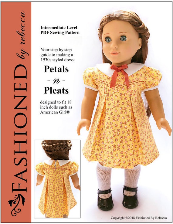 Petals-N-Pleats Dress 18 inch Doll Clothes Pattern Fits Dolls such as  American Girl® - Fashioned by Rebecca - PDF - Pixie Faire