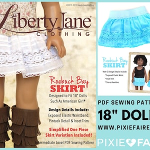 Roebuck Bay Gonna 18 pollici Modello per vestiti per bambole Adatto alle più popolari bambole da 18 pollici - Liberty Jane - PDF - Pixie Faire