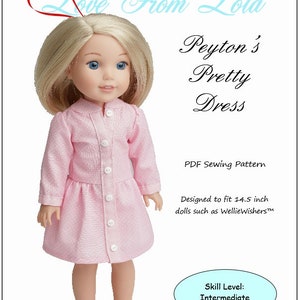 Peyton&#39;s Pretty Dress 14.5 inch Doll Clothes Pattern Designed to Fit Dolls such as WellieWishers™ - Love From Lola - PDF - Pixie Faire
