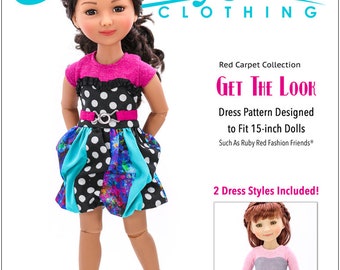 Get The Look Dress 15 inch Doll Clothes Pattern Fits Ruby Red Fashion Friends® Dolls - Liberty Jane - PDF - Pixie Faire