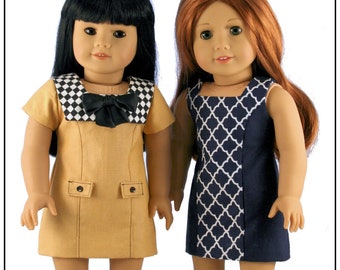 Good Vibrations Sixties Dress 18 inch Doll Clothes Pattern Fits Dolls such as American Girl® - Forever 18 Inches - PDF - Pixie Faire