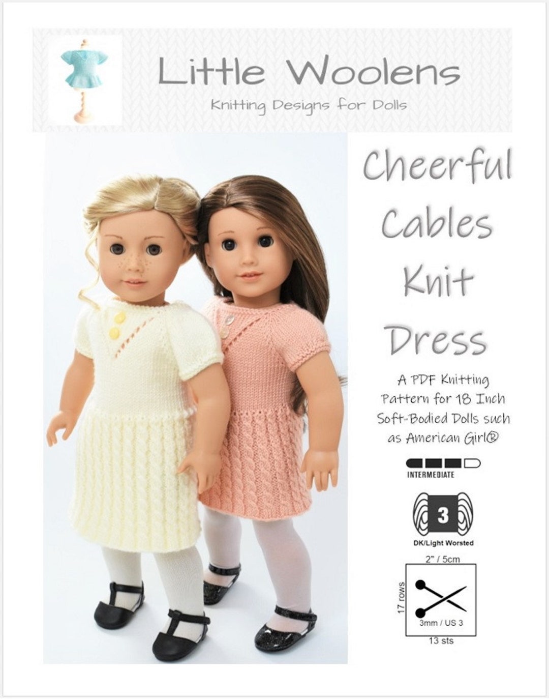 doll dress knitting pattern Two American Girl Doll Dresses