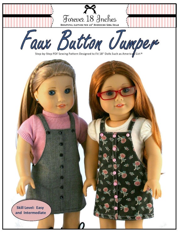 Pixie Faire Forever 18 Inches Faux Button Jumper Doll Clothes Pattern Designed To Fit 18 Dolls Such As American Girl Pdf