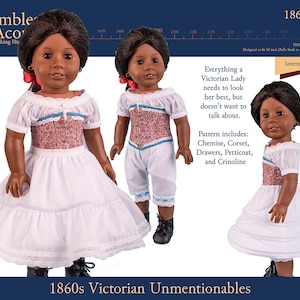 Victorian Unmentionables 18 inch Doll Clothes Pattern Fits Popular 18&quot; Dolls - Thimbles and Acorns - PDF - Pixie Faire