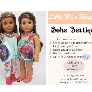 Boho Boutique Puppenkleidung Schnittmuster für 18 Zoll Puppen - Little Miss Muffett - PDF - Pixie Faire
