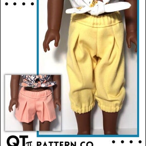 Simply Pleated Capris and Shorts 14.5 inch Doll Clothes Pattern Fits dolls such as WellieWishers™ - QT Pi Pattern Co - PDF - Pixie Faire