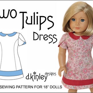Two Tulips Dress 18 inch Doll Clothes Pattern Fits Popular 18&quot; Dolls - DKinley Designs - PDF - Pixie Faire